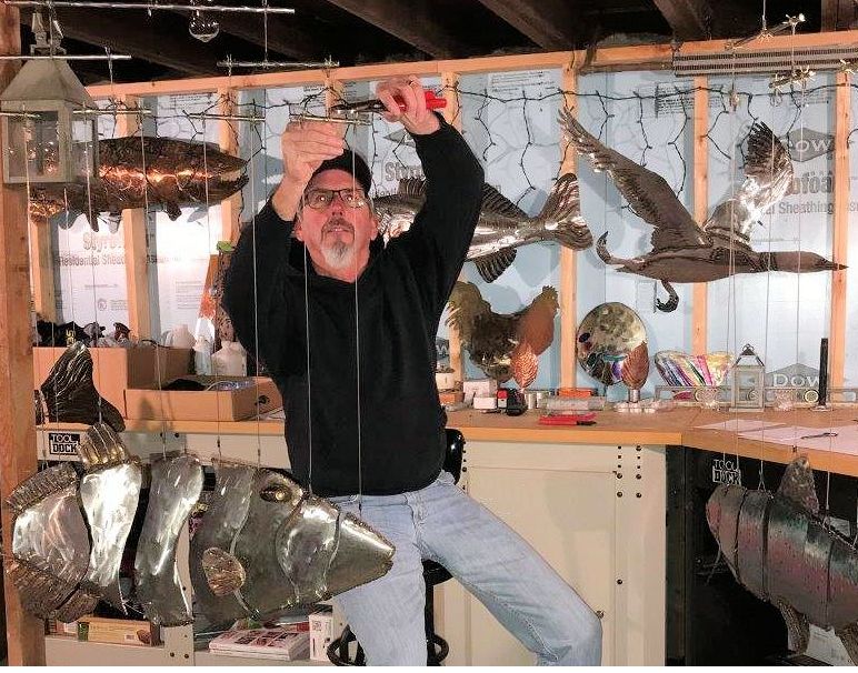 Sculptor Rick Hammer in his studio